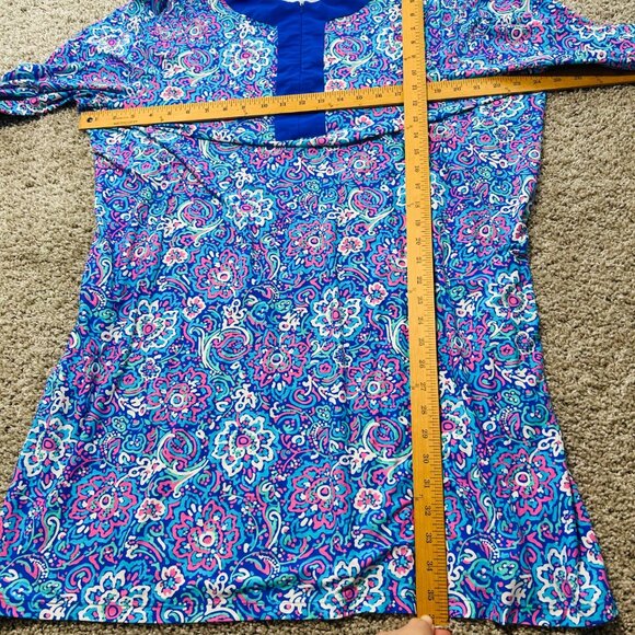 Coolibar Shoreline Swim Cover-Up Dress 3X Blue UPF 50+ Zip Pockets Long Sleeve - Picture 5 of 9